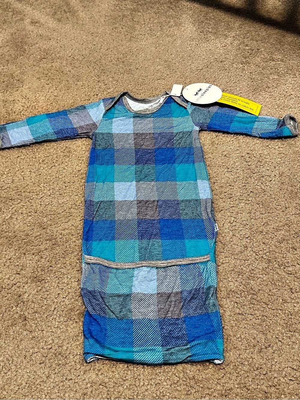 Little Sleepies Arctic Plaid Infant Gown Blue & Gray